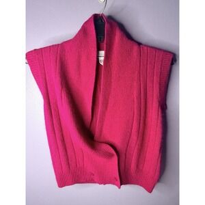 Vtg‎ Hot Pink Ribbed Sweater Vest Angora Silk Blend Compositions Y2K Barbiecore